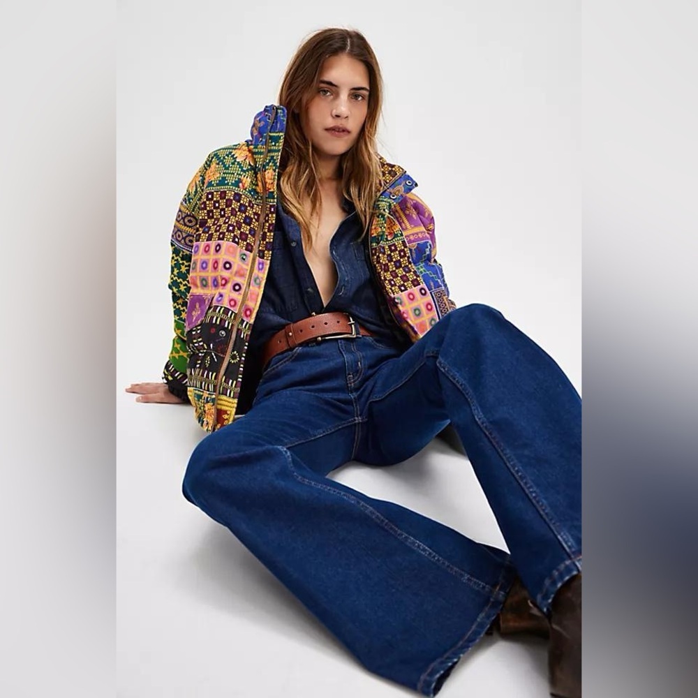 Free People Found Ayubia Printed Tapestry Patchwork Puffer Jacket  XL NWT - Picture 4 of 12